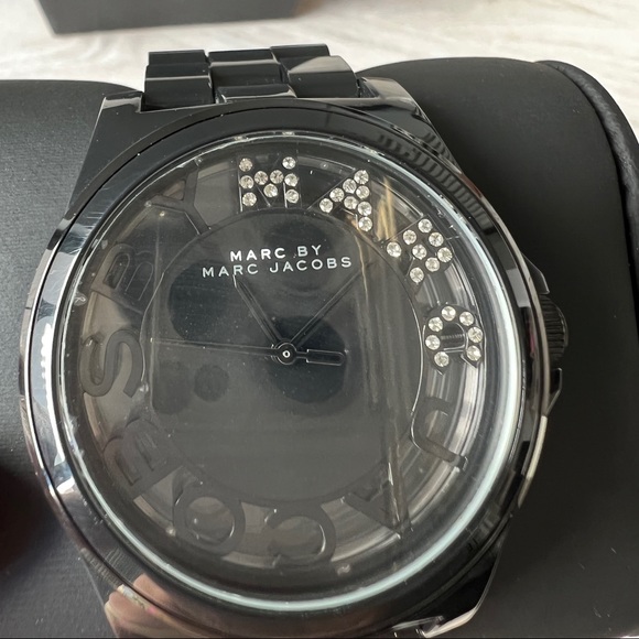 Marc by Marc Jacobs Henry Skeleton Dial Black Plastic Ladies Watch Timepiece - Picture 6 of 10